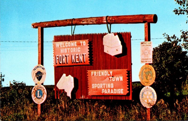 Maine Sign Post At Fort Kent