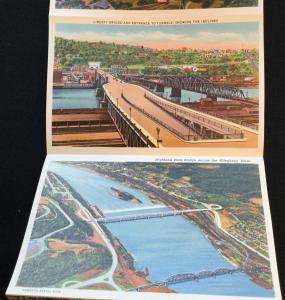 Unused Linen Souvenir Folder w/9 Double sided pics Pittsburgh PA LB