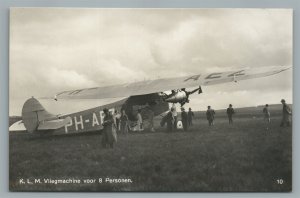 EARLY AVIATION GERMAN K.L.M. VLIEGMACHINE ANTIQUE REAL PHOTO POSTCARD RPPC