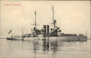 Oden Pansarbat Battleship 1916 Sweden Cancel and Stamp Vintage Postcard