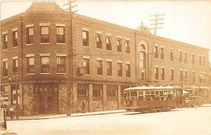 Dedham MA Trolley National Bank Old Car Herbert Glasier Publisher RPPC Postcard