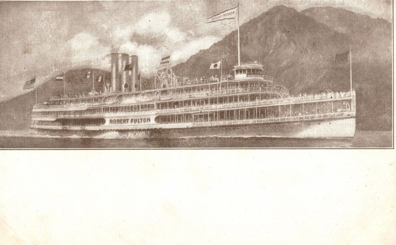 Vintage Postcard Steamboat Robert Fulton Hudson River Dayline Hudson New York