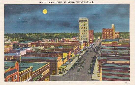 South Carolina Greenville Main Street At Night