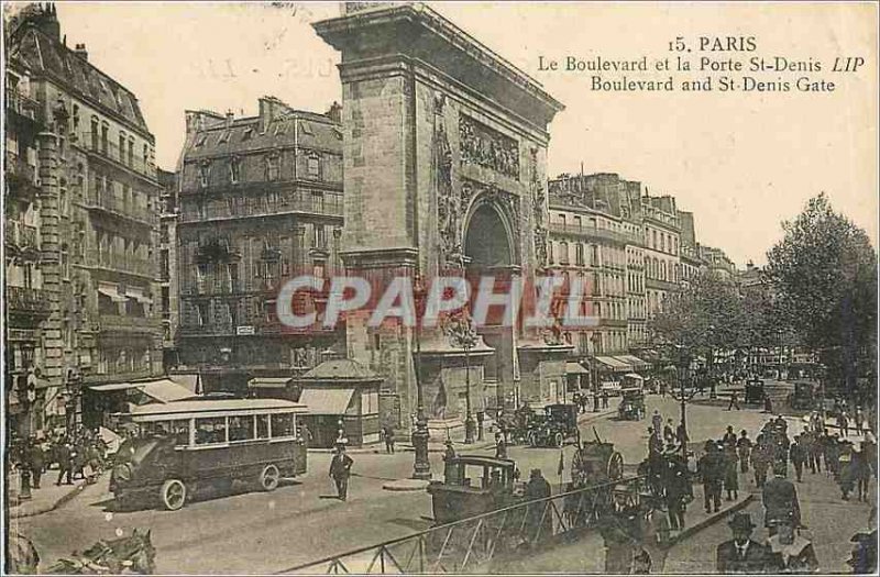 Old Postcard PARIS Boulevard and the Porte St. Denis