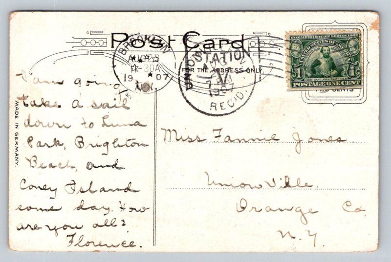 1907  Brooklyn  Bridge   New York City    Postcard