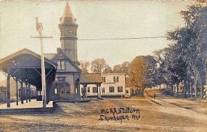 Skowhegan ME Railroad Station ME Railroad Station Train Depot RPPC Postcard