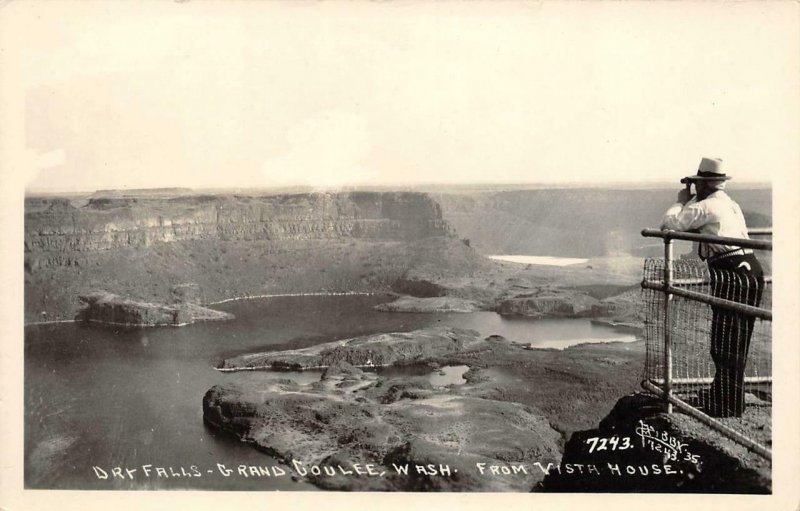 RPPC DRY FALLS Grand Coulee, WA From Vista House Libby Vintage Photo Postcard