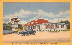 Harrisburg Pennsylvania Howard Johnson's, Color Linen Vintage Postcard U10845