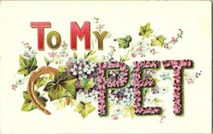 To My PET Vintage LARGE Letter Embossed Postcard Standard View Card