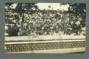 Mukwonago WISCONSIN RPPC 1913 WRESTLING MATCH Ring Mat CROWD nr Milwaukee