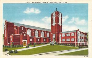 JOHNSON CITY, TN Tennessee    METHODIST CHURCH     c1940's Linen Postcard