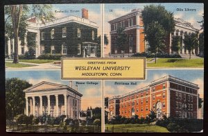 Vintage Postcard 1942 Greetings from Wesleyan U., Middletown, Connecticut (CT)