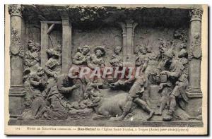 Old Postcard Bas Relief of the Church of Saint Nicolas in Troyes Aube