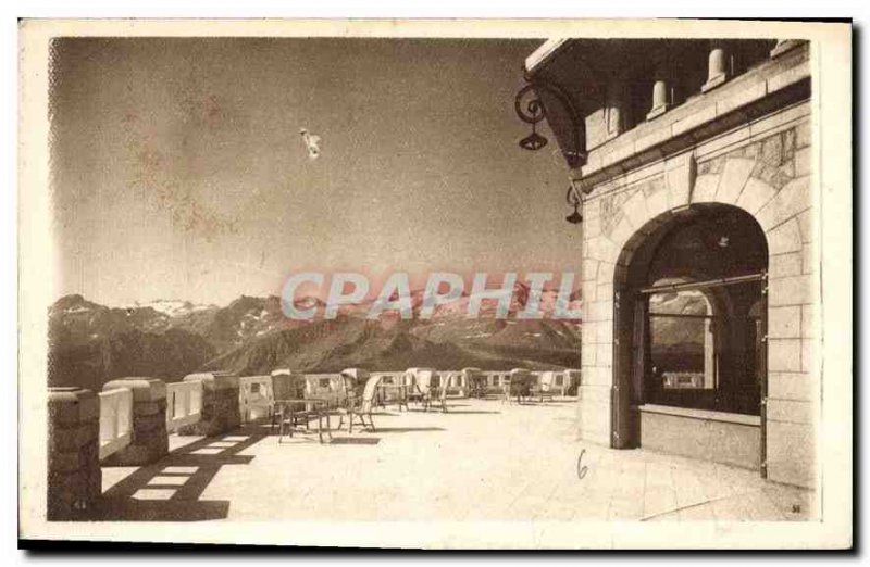 Postcard Old Hotel Superbagneres view of a guard of the mountain range