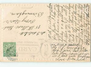 Pre-Linen easter signed H. MORRIS - EGG & FORGET-ME-NOTS & WHITE FLOWERS hr2517