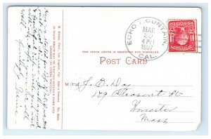1907 Mt Lowe California Pacific Electric Railway Postcard Echo Canyon Cancel