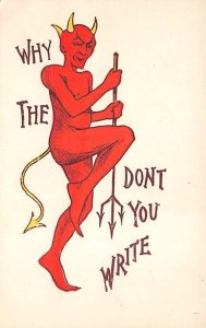 Why the Devil Don't You Write? Comic Devil Krampus Unused 