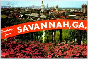 VINTAGE CONTINENTAL SIZE POSTCARD TALMADGE BRIDGE SCENE AT SAVANNAH GEORGIA 1981