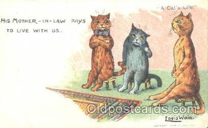 Artist Louis Wain Cat 1905 light indentation right top edge, close to perfect...