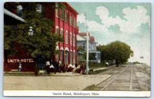 Middleport OH Smith Hotel Railroad Tracks Postcard Ohio