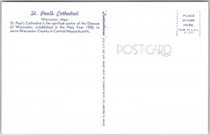 Saint Paul's Cathedral Worcester Massachusetts MA Mainroad & Grounds Postcard