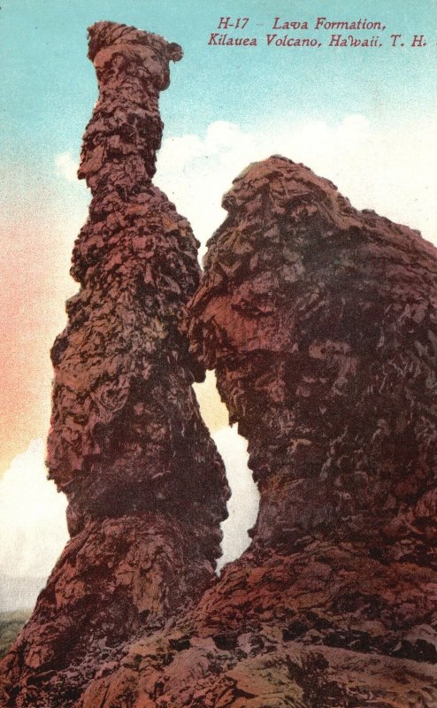 Vintage Postcard Lava Formation Active Shield Volcano Kilauea Hawaiian Islands 