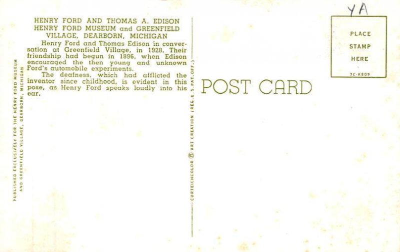 Henry Ford and Thomas A. Edison Dearborn, Michigan USA