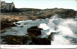 Surf at Newport Rhode Island Postcard Undivided back