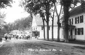 Bingham ME Main Street Storefronts Horse & Wagons Real Photo Postcard.