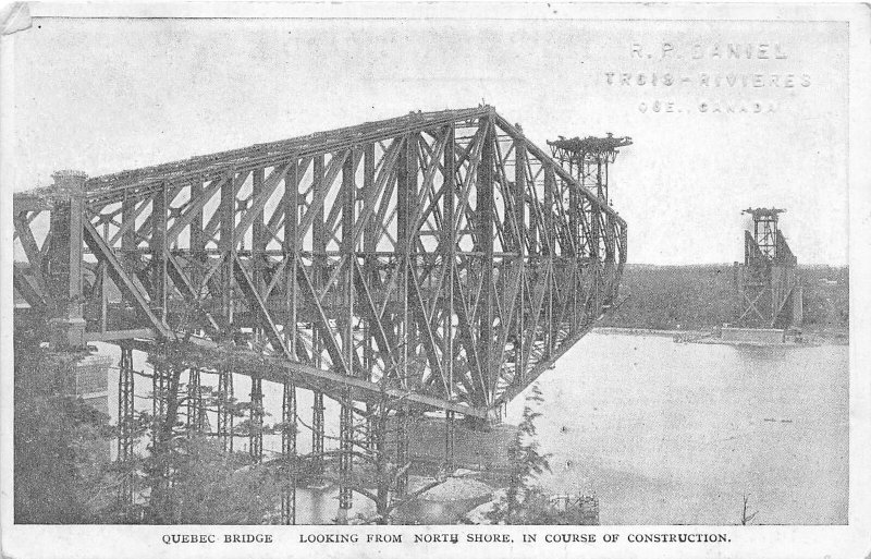 Lot327 quebec bridge looking from north shore in course of construction  canada 