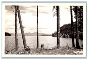 Idaho ID Postcard RPPC Photo Cavanaugh Bay On Priest Lake Ross Hall c1940's