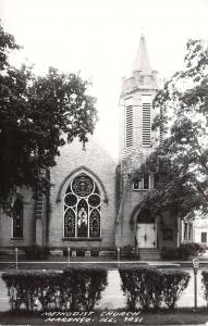 RPPC Real Photo, Methodist Church, Marengo, IL, Illinois., Old Post Card