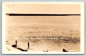 RPPC Real Photo Postcard - Orman Lake - Belle Fourche South Dakota - Fisherman