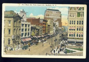 Buffalo, New York/NY Postcard, Main Street From Court Street, Old Cars, 1927!