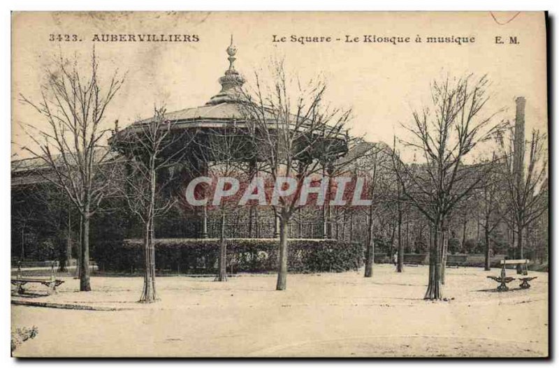 Postcard Old Kiosk Music Square Aubervilliers