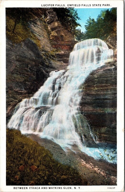 Lucifer Enfield Waterfalls State Park Ithaca Watkins Glen New York NY Postcard 