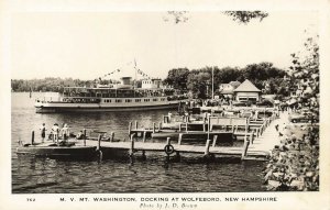 Wolfeboro NH M. V. Mt Washington Ship Docking Boats Real Photo postcard