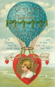 Artist impression Balloon Heart 1911 Valentine #1039 Postcard 20-5273