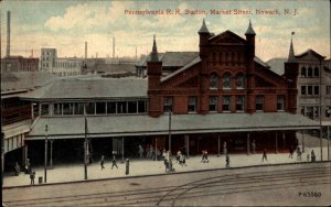 Newark NJ Penna RR Train Station Depot c1910 Postcard