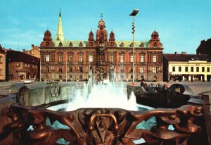 Postcard Malmo Radhuset Fountain Historical Town Hall Malmö Sweden