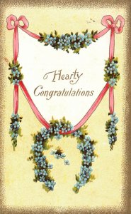 Vintage Postcard 1910's A Hearty Congratulations Heartfelt Greetings To Someone