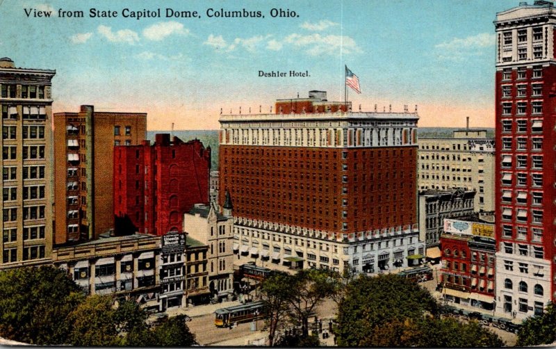 Ohio Columbus View From State Capitol Dome Curteich