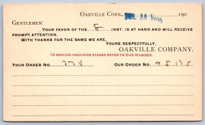 K44/ Oakville Connecticut Postcard c1900s Oakville Company Postal 413