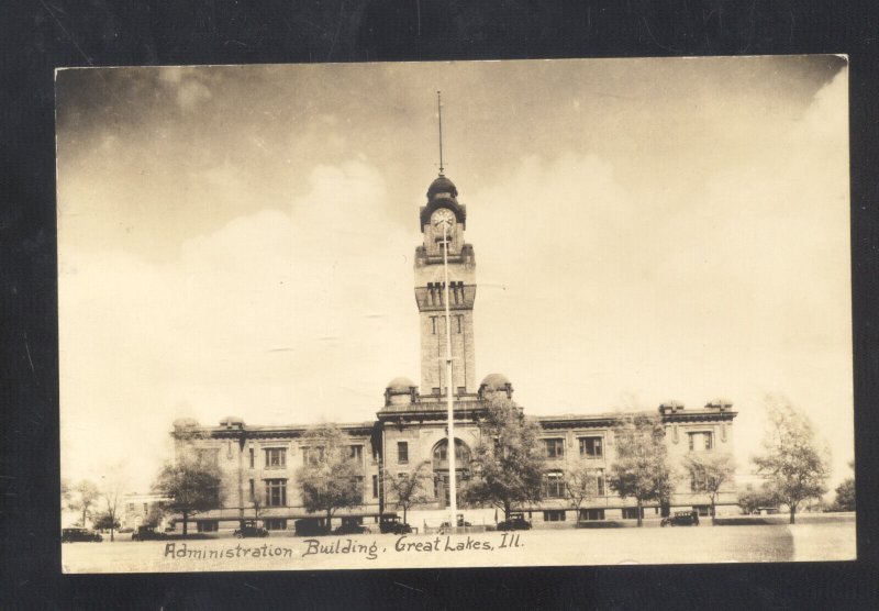 RPPC GREAT LAKES ILLINOIS ADMISTRATION BUILDING VINTAGE REAL PHOTO POSTCARD