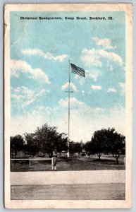 Rockford IL Divisional Headquarters & US Flag @ Camp Grant~WWI Era Poem 1918