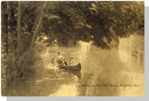 Early Eugene, Oregon/OR Postcard, Canoeing On The Mill Race