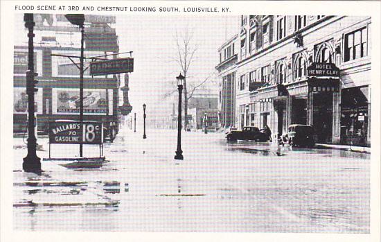 Kentucky Louisville 1937 Flood Scene At 3rd and Chestnut Looking South