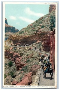 c1920's Along The Cliffs On Hermit Trail Horse Riding Grand Canyon AZ Postcard 