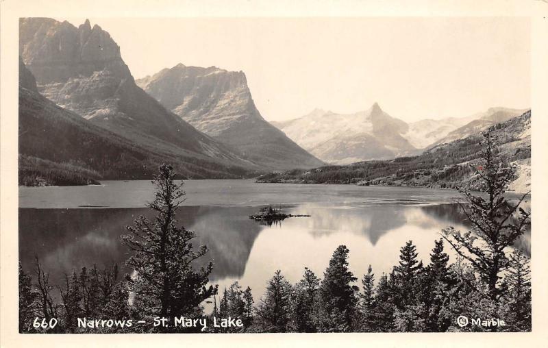 E35/ Glacier National Park Montana Real Photo RPPC Postcard c40s St Marys Lake 2