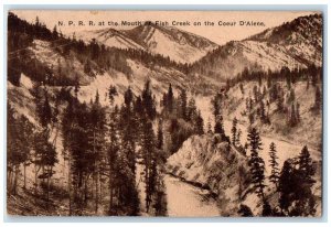 c1910 Aerial View N P R R Mouth Fish Creek Coeur D Alene Idaho Vintage Postcard